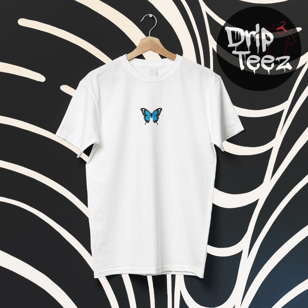 Blue Butterfly Tee For Girls